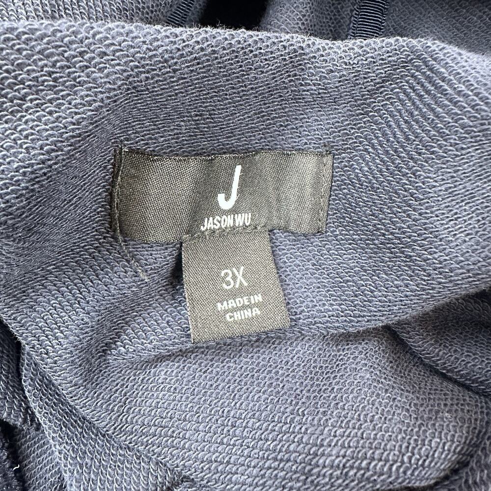 J Jason Wu Navy French Terry Hoodie with Black Contrast Lace Trim size 3XL Plus - Picture 6 of 9